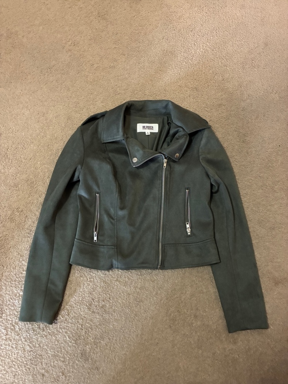 BB Dakota Dark Olive Moto-Style Jacket